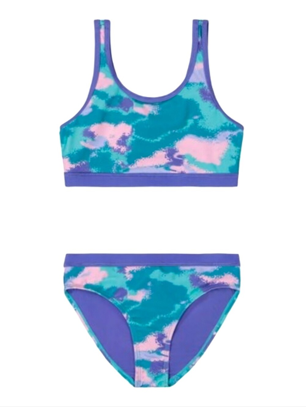 Under Armour 2 pcs Girls Swimsuit Bikini Camo Radial Turquoise Sz 6 NWT